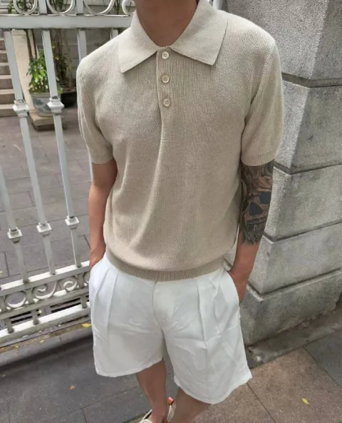 브루넬로 쿠치넬리 립 폴로 반팔 티셔츠 M2L707715