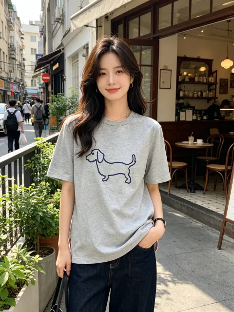 톰브라운 코튼 저지 닥스훈드 아웃라인 반팔 티셔츠 (4 COLOR)